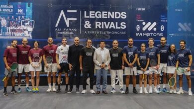 أندية وادى دجلة تُكرّم علي فرج وتُطلق اسمه على أحد ملاعب الإسكواش تخليدًا لمسيرته الأسطورية