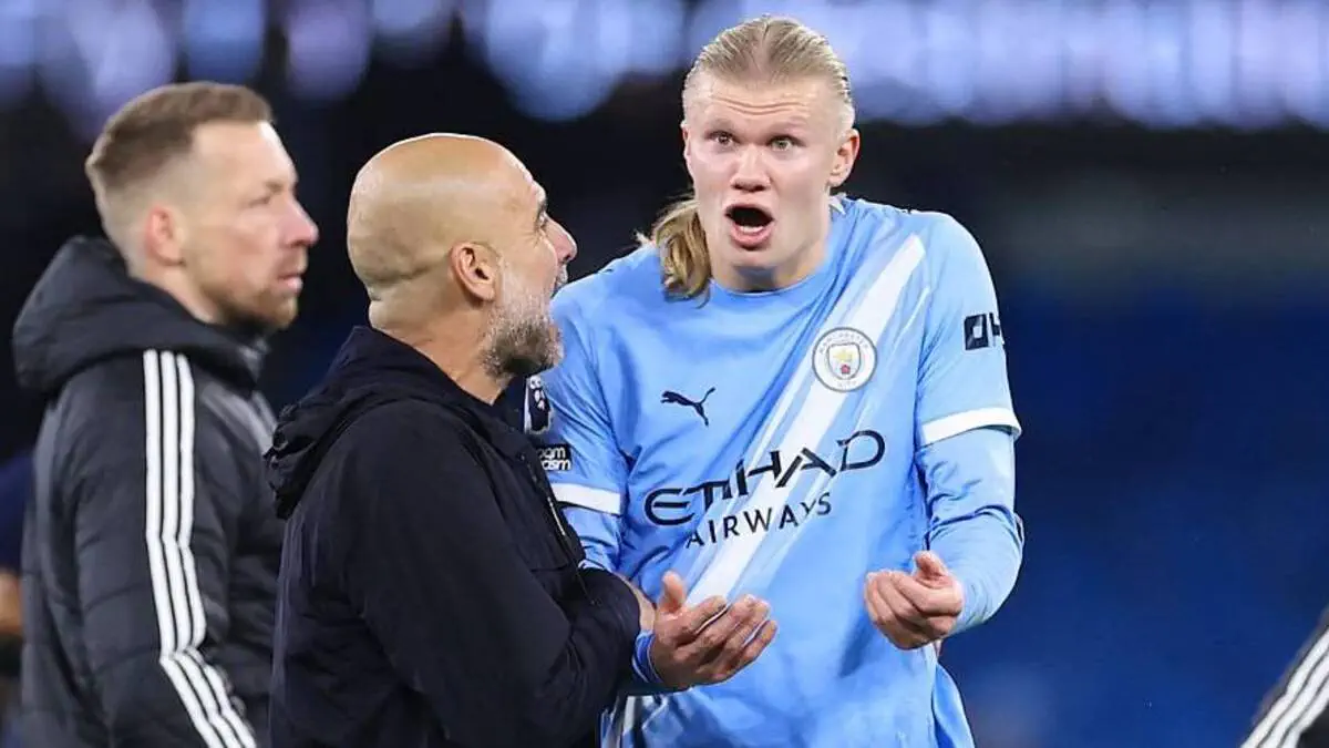 غوارديولا يضع حداً لشائعات الخلاف مع هالاند بعد مشادة على الخط الجانبي