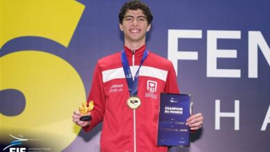 وزير الرياضة يهنئ يوسف شامل بذهبية العالم للسلاح بالبرازيل